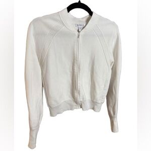 Athleta Cream Zip-Up Bomber Cardigan Sweater Size S Retail $109